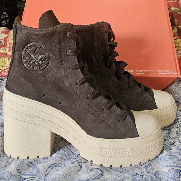 Converse Shoes - Converse Women's High-Top Platform Sneakers - Dark Brown and Cream